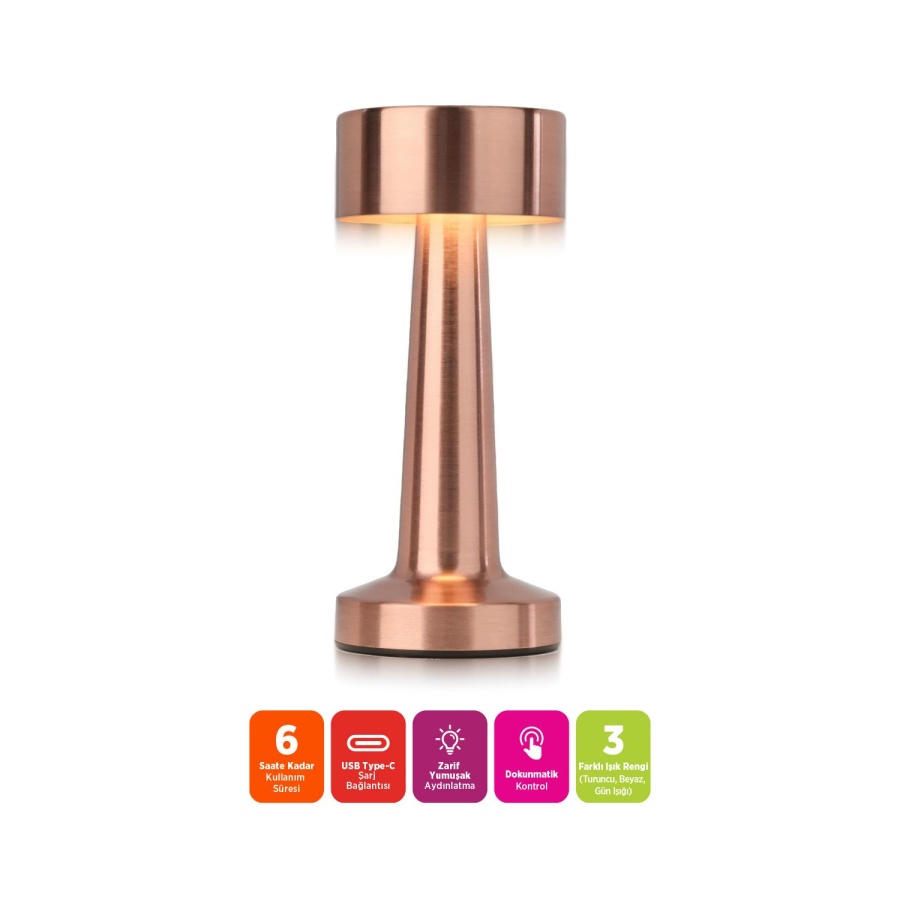 House Pratik HP98 Şarjlı Dokunmatik Masa Lambası Sarı - 3