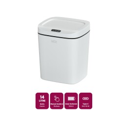 House Pratik HP99 Şarjlı Sensörlü 14 Litre Çöp Kovası Beyaz - 3