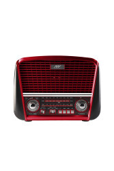 MF Product Acoustic 0186 Retro Fenerli Kablosuz Radyolu Bluetooth Hoparlör Kırmızı - 1