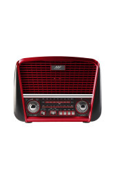 MF Product Acoustic 0186 Retro Fenerli Kablosuz Radyolu Bluetooth Hoparlör Kırmızı - 1