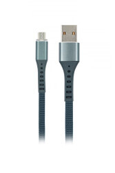 MF Product Jettpower 0010 Metal Başlıklı Örgülü 2.4A Led Işıklı Micro Usb Hızlı Şarj Kablosu 30 cm Gri - 1