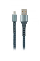 MF Product Jettpower 0010 Metal Başlıklı Örgülü 2.4A Led Işıklı Micro Usb Hızlı Şarj Kablosu 30 cm Gri - 1