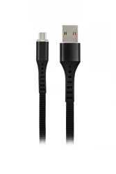 MF Product Jettpower 0010 Metal Başlıklı Örgülü 2.4A Led Işıklı Micro Usb Hızlı Şarj Kablosu 30 cm Siyah - 1