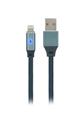 MF Product Jettpower 0020 Metal Başlıklı Örgülü 2.1A Led Göstergeli Lightning Hızlı Şarj Kablosu 1.2 m Gri - 1