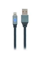 MF Product Jettpower 0020 Metal Başlıklı Örgülü 2.1A Led Göstergeli Lightning Hızlı Şarj Kablosu 1.2 m Gri - 1