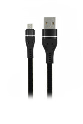 MF Product Jettpower 0026 Metal Başlıklı Yassı Örgülü 2.4A Micro Usb Hızlı Şarj Kablosu 30 cm Siyah - 1
