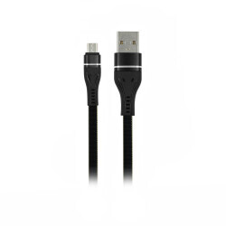 MF Product Jettpower 0027 Metal Başlıklı Yassı Örgülü 2.4A Micro Usb Hızlı Şarj Kablosu 1 m Siyah - 1