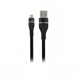 MF Product Jettpower 0027 Metal Başlıklı Yassı Örgülü 2.4A Micro Usb Hızlı Şarj Kablosu 1 m Siyah - 1