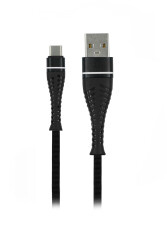 MF Product Jettpower 0044 Metal Başlıklı Örgülü 2.4A Type-C Hızlı Şarj Kablosu 30 cm Siyah - 1