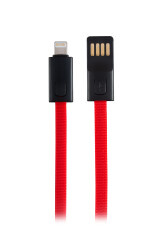 MF Product Jettpower 0048 Metal Başlıklı Örgülü 3A Lightning Hızlı Şarj Kablosu 20 cm Kırmızı - 1