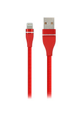 MF Product Jettpower 0053 Metal Başlıklı Örgülü 2.1A Lightning Hızlı Şarj Kablosu 30 cm Kırmızı - 1