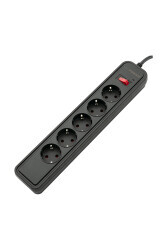 MF Product Jettpower 0367 Akım Korumalı 5'li Grup Priz 1.8 m Uzatma Kablosu Siyah - 1
