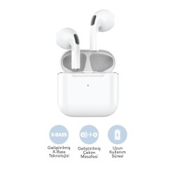 MF Product MFB206 Dokunmatik Kablosuz Bluetooth 5.0 Kulak İçi TWS Kulaklık Beyaz - MF Product