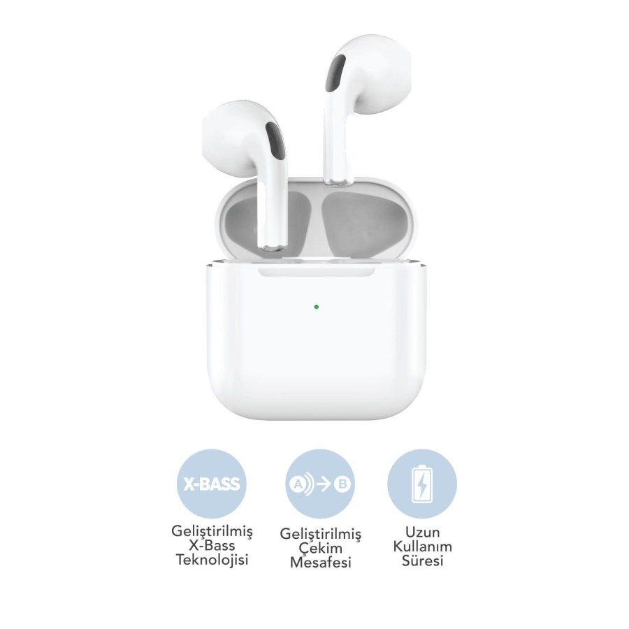 MF Product MFB206 Dokunmatik Kablosuz Bluetooth 5.0 Kulak İçi TWS Kulaklık Beyaz - 1