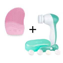 MF Product Yüz Bakım Seti - 0140 Yüz Temizleme Fırçası + 0158 Masaj Cihazı - Pembe - 1