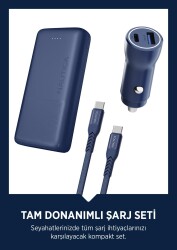 Nautica 3'ü 1 Arada Avantajlı Paket 20.000 mAh Powerbank + PD Araç Şarjı + 2.1M Type-C Şarj Kablosu - 1