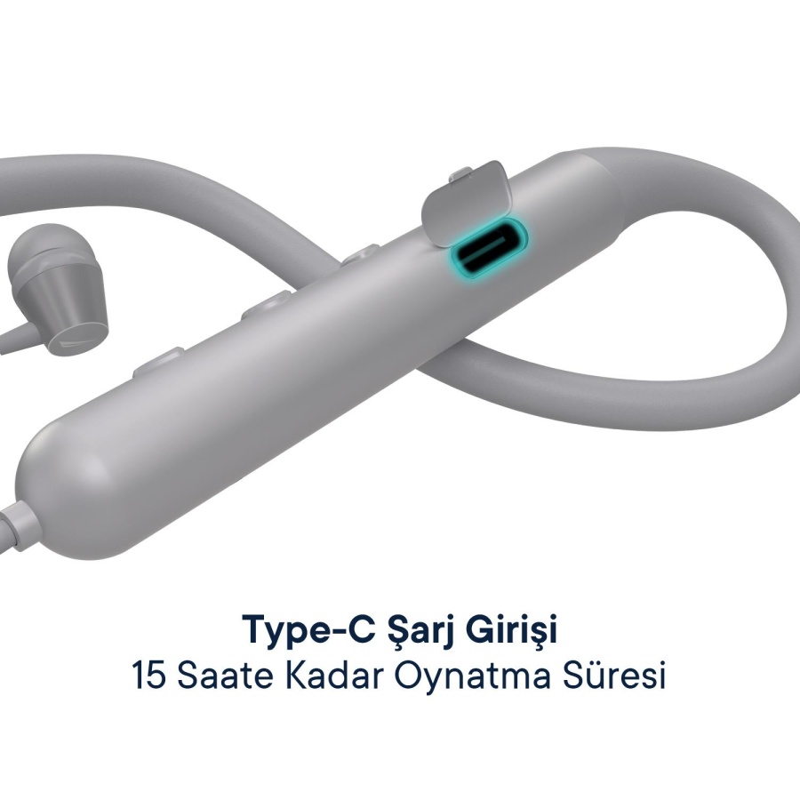 Nautica B310 Neckband Boyunluklu Bluetooth Sporcu Kulaklığı Gri - 4