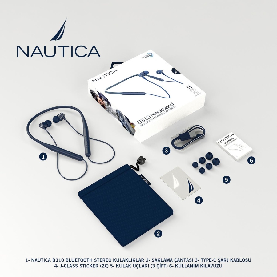 Nautica B310 Stereo Boyun Askılı Kablosuz Kulak İçi Sporcu Kulaklık Navy - 5