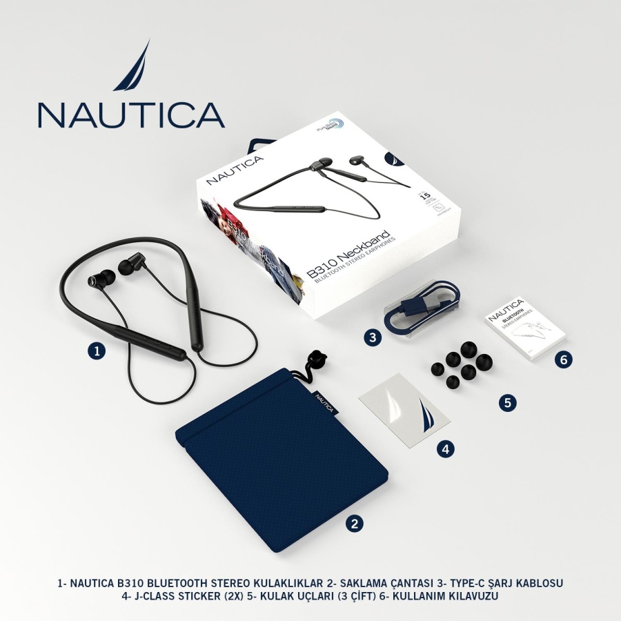 Nautica B310 Neckband Boyunluklu Bluetooth Sporcu Kulaklığı Siyah - 5