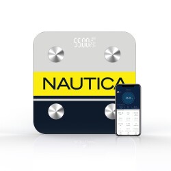 Nautica BT600 Pilli Bluetooth Vücut Analizli Yağ Kas Su Ölçer Hassas Akıllı Tartı Baskül Logo Sarı - Nautica