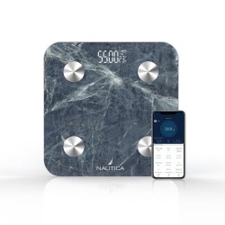 Nautica BT600 Pilli Bluetooth Vücut Analizli Yağ Kas Su Ölçer Hassas Akıllı Tartı Baskül Mavi - Nautica