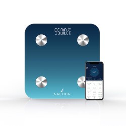 Nautica BT600 Pilli Bluetooth Vücut Analizli Yağ Kas Su Ölçer Hassas Akıllı Tartı Baskül Navy Mavi - Nautica