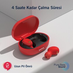 Nautica Buds T120 TWS Stereo Kablosuz Kulak İçi Kulaklık Kırmızı - 3