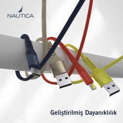 Nautica C20 Type-C to USB-A 120 cm Şarj ve Data Kablosu Kırmızı - 4