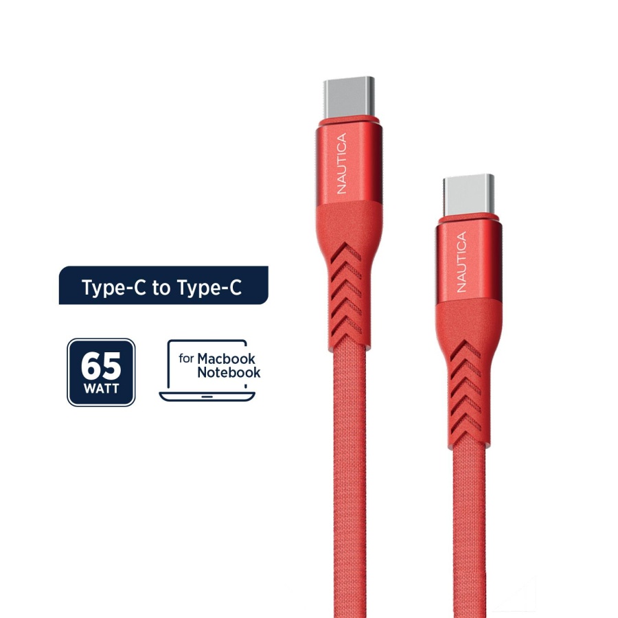 Nautica C400 Type-C to Type-C 65W Hızlı Şarj ve Data Kablosu 1.2 Metre Kırmızı - 2
