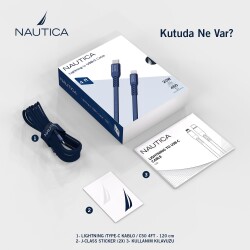 Nautica C50 USB-C to Lightning 120 cm Şarj ve Data Kablosu Navy - 7