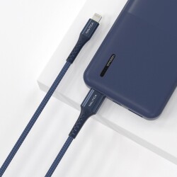Nautica C65 MFI Lightning to USB-A 12W Örgülü Hızlı Şarj ve Data Kablosu 2.1M Navy - 2
