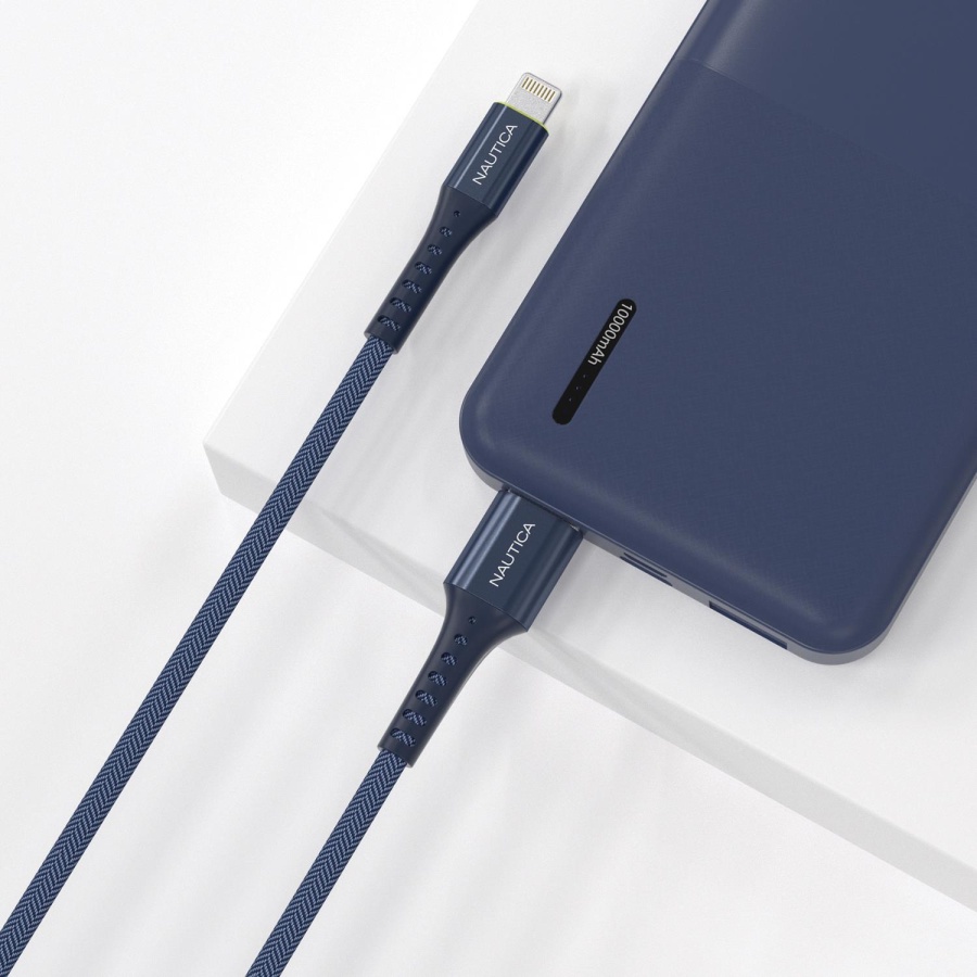 Nautica C65 MFI Lightning to USB-A 12W Örgülü Hızlı Şarj ve Data Kablosu 2.1M Navy - 2