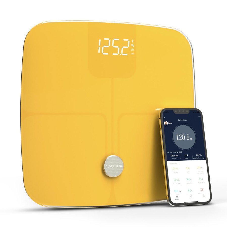Nautica Classic Collection Plus Vücut Analizli Akıllı Bluetooth Tartı Baskül Sarı - 1