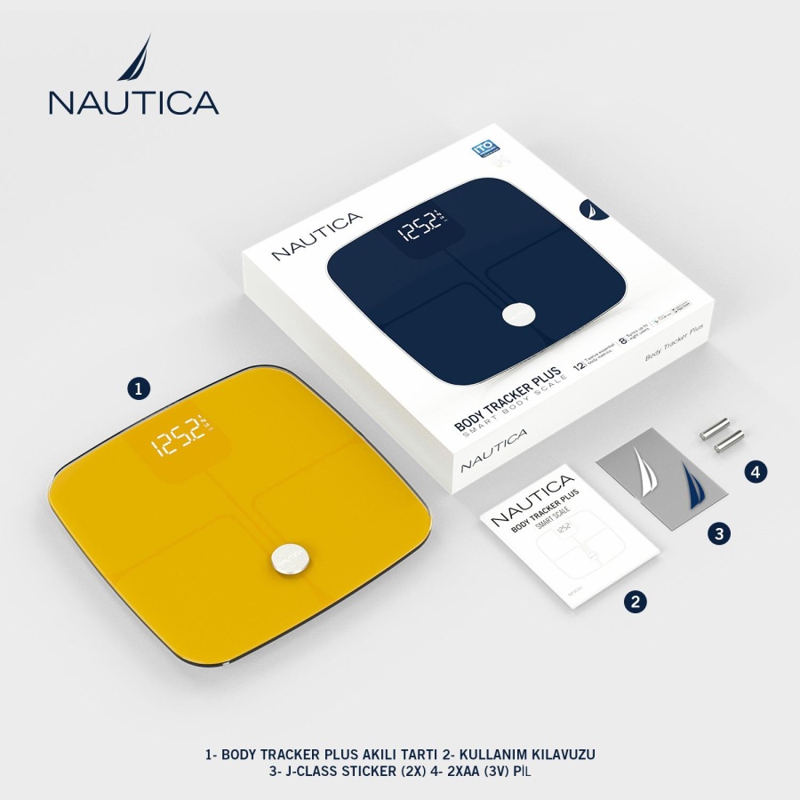 Nautica Classic Collection Plus Vücut Analizli Akıllı BT Tartı Baskül Sarı - 6