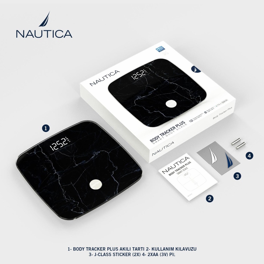 Nautica Marble Collection Plus Body Tracker Smart Body Scale Neo Black - 6
