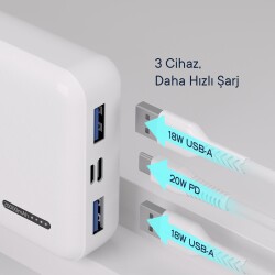 Nautica P200 20W PD 18W QC Hızlı Taşınabilir Şarj Cihazı Powerbank 20.000 mAh Beyaz - 2
