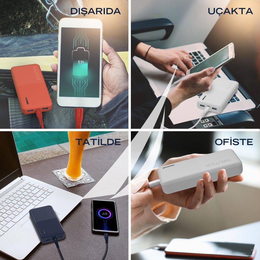 Nautica P200 20W PD 18W QC Hızlı Taşınabilir Şarj Cihazı Powerbank 20.000 mAh Beyaz - 5