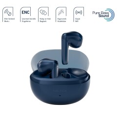 Nautica T500 ENC Gürültü Engelleme Kablosuz BT 5.3 Kulaklık Navy - 3