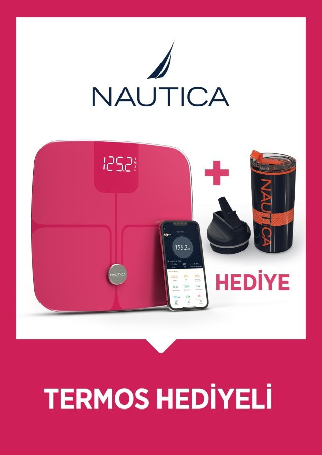 Nautica Vücut Analizli Smart Akıllı BT Tartı Baskül + Nautica 500 ml Termos Hediyeli - 1