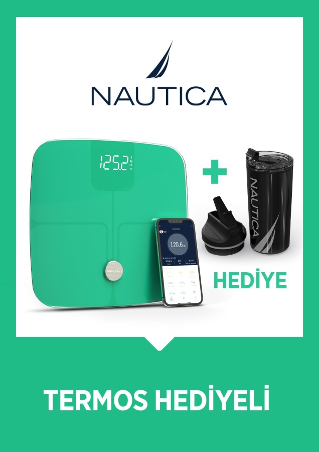 Nautica Vücut Analizli Smart Akıllı Bluetooth Tartı Baskül + Nautica 500 ml Termos Hediyeli - 1