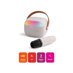Polosmart FS101 Kablosuz RGB Led Aydınlatmalı Bluetooth 5.4 Mikrofonlu Karaoke Set Beyaz - 2