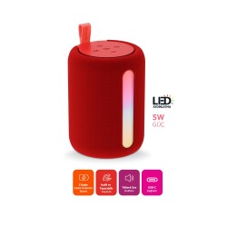 Polosmart FS110 Işıklı Taşınabilir Kablosuz Bluetooth Speaker Hoparlör 1200 mAh Kırmızı - 2
