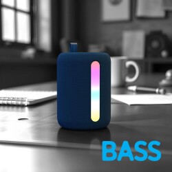 Polosmart FS110 Işıklı Taşınabilir Kablosuz Bluetooth Speaker Hoparlör 1200 mAh Navy - 3