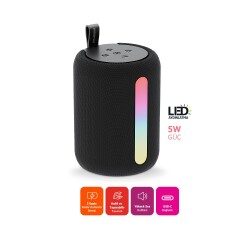 Polosmart FS110 Işıklı Taşınabilir Kablosuz Bluetooth Speaker Hoparlör 1200 mAh Siyah - 2