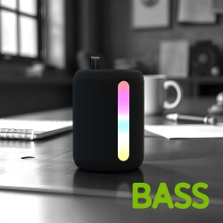 Polosmart FS110 Işıklı Taşınabilir Kablosuz Bluetooth Speaker Hoparlör 1200 mAh Siyah - 3