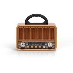 Polosmart FS111 Kablosuz Nostaljik Radyo BT 5.3 Type-C Destekli FM AM SW Hafızalı Şarjlı Kahverengi - 3