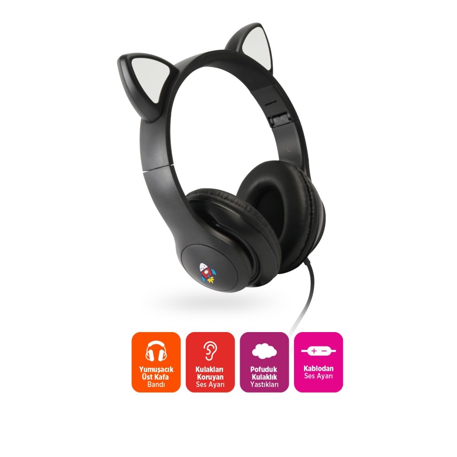 Polosmart FS113 Kablolu Mikrofonlu Stereo Kulak Üstü Kulaklık Siyah - 2