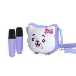 Polosmart FS119 Şarjlı RGB Led Aydınlatmalı 2 Mikrofonlu Karaoke Set Lila - Polosmart