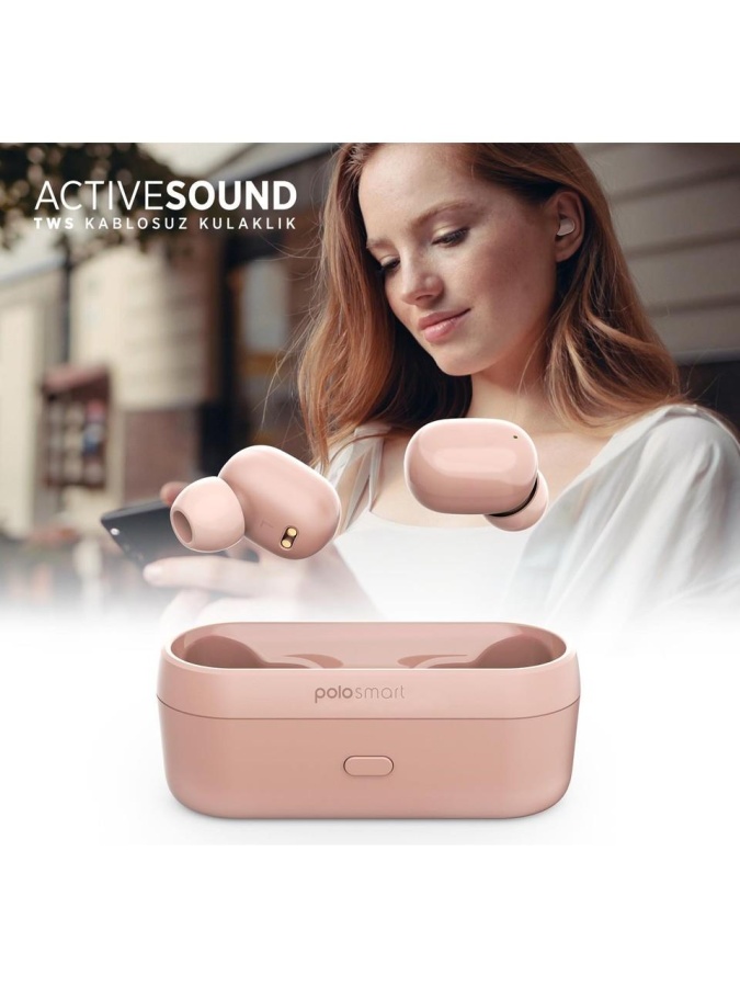 Polosmart FS55 Kablosuz Kulaklık Pembe + Polosmart PSSW13 Akıllı Bileklik Siyah Set - 4