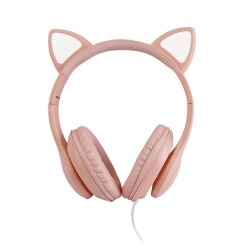 Polosmart FS56 Kedi Figürlü Kablolu Mikrofonlu Kulaküstü Kulaklık Pembe - 1